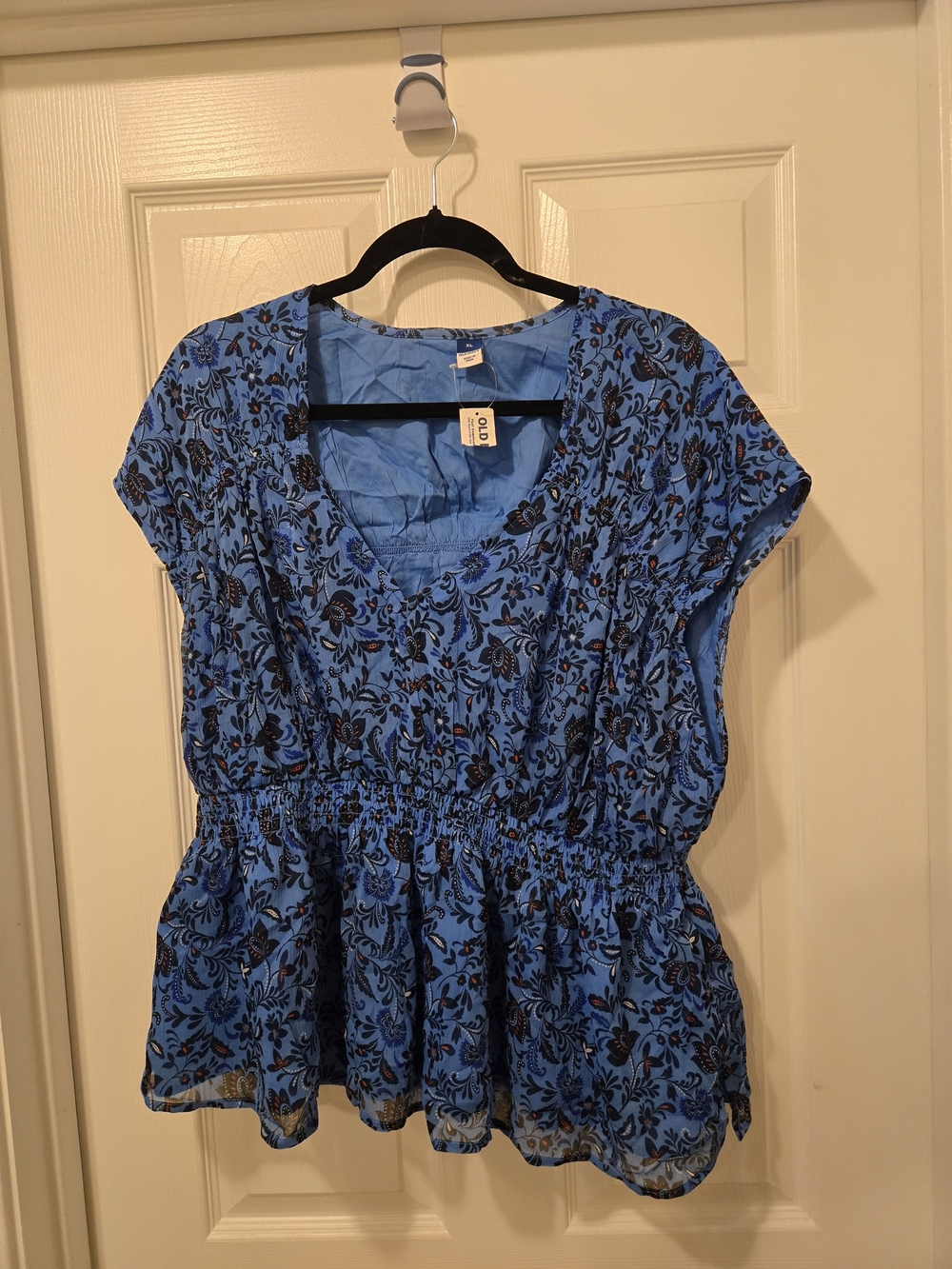 Old Navy Blue Floral Peplum Short-Sleeve Tunic